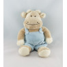 Doudou vache beige salopette bleu TIAMO COLLECTION