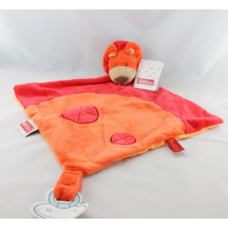 Doudou plat lion patchwork palmier brodé NATTOU