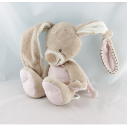 Doudou attache tétine lapin beige rose NATTOU