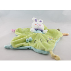 Doudou plat lapin bleu abeille NICOTOY