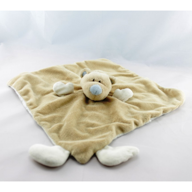 Doudou plat ours beige écharpe rose JOLLYBABY