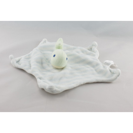 doudou plat ?�toile ray?� bleu baleine verte