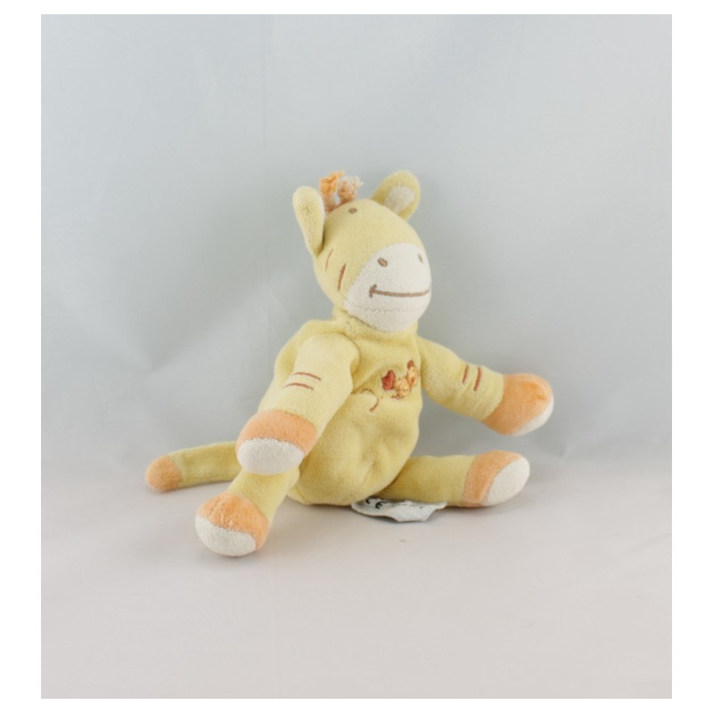 Doudou girafe zébre jaune orange oiseau AMTOYS 23 cm