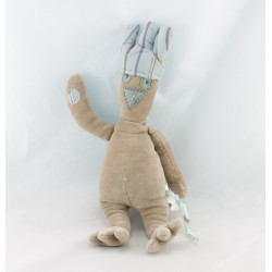 Doudou canard marron bleu rayé OBAIBI