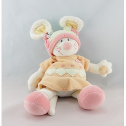 Doudou semi plat souris orange rose champignon KIABI