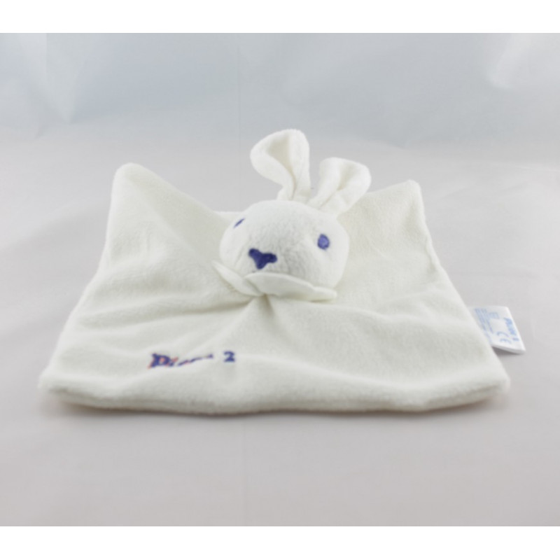 Doudou plat Lapin rayé bleu rose PICOT