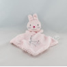 Doudou plat lapin rose blanc écharpe NICOTOY