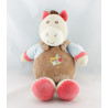 Doudou ane poney cheval marron rose bleu abeille AJENA