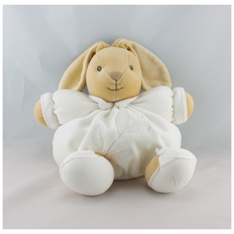 Doudou lapin patapouf blanc feuille Tendres et Douces KALOO