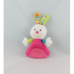 Doudou lapin rose vert bleu BABYSUN