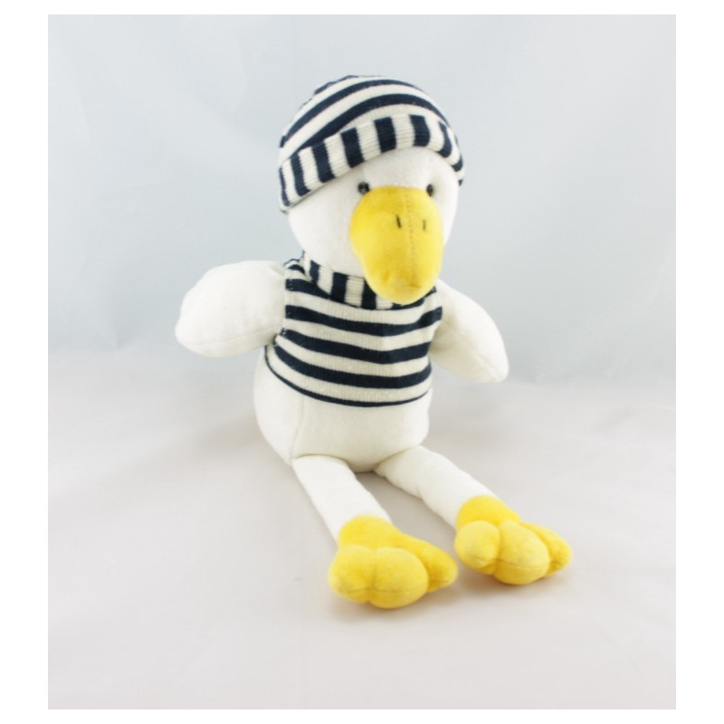 Doudou canard dans sa voiture bleu