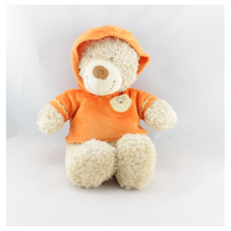 Doudou ours sweat capuche orange NICOTOY
