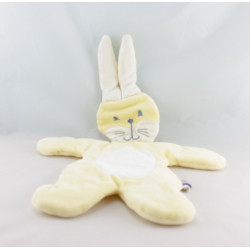 Doudou plat lapin jaune blanc SUCRE D'ORGE