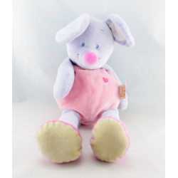 Doudou plat souris rose verte rayé DOUKIDOU