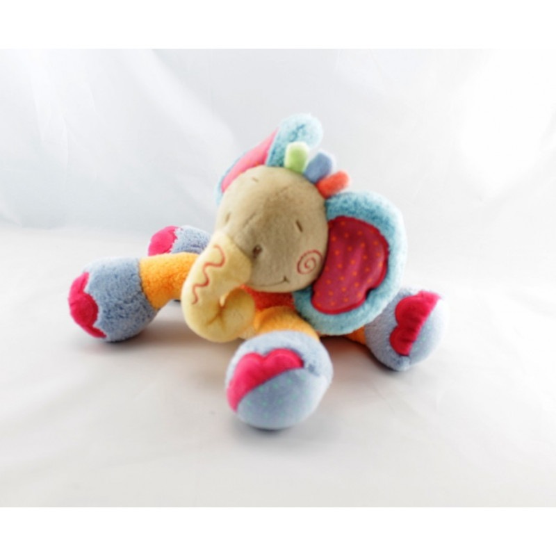 Doudou éléphant rose bleu vert orange palmier NATTOU