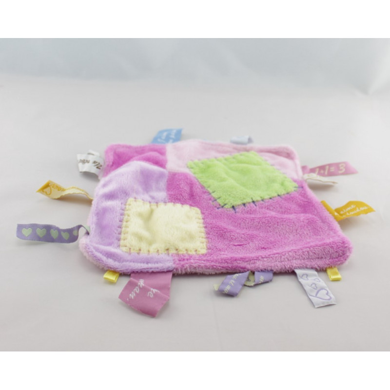 Doudou plat patchwork doudamour étiquettes CMP REVE DE BEBE