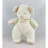 Doudou ours souris blanc col beige NICOTOY