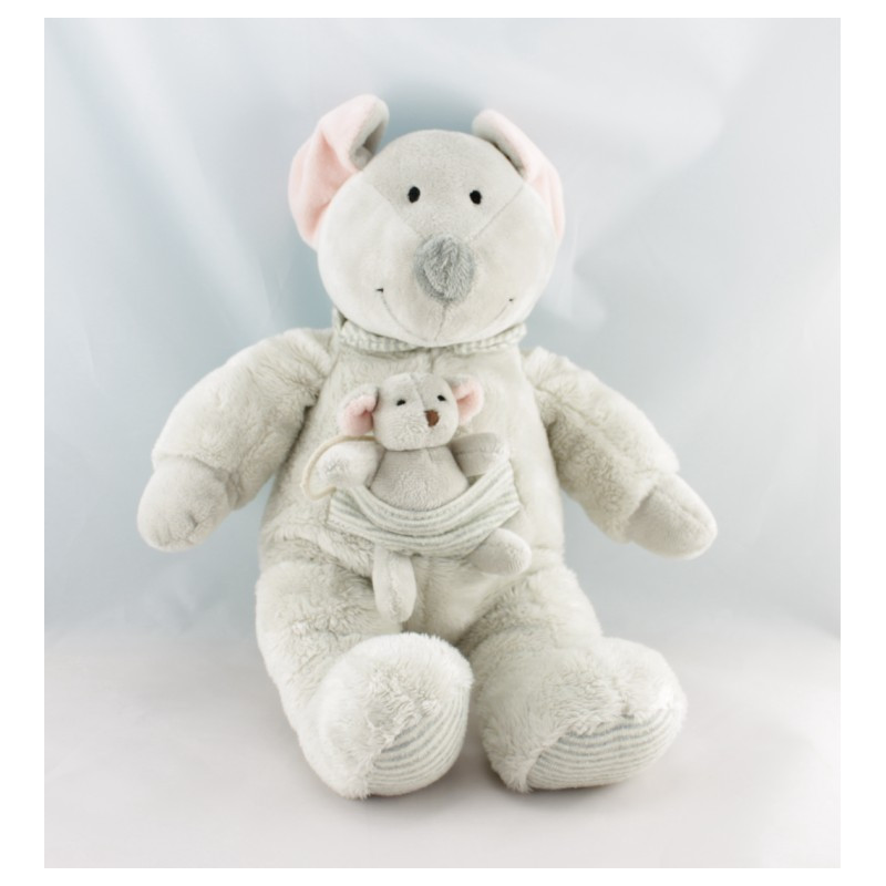 Doudou souris grise avec bébé NICOTOY
