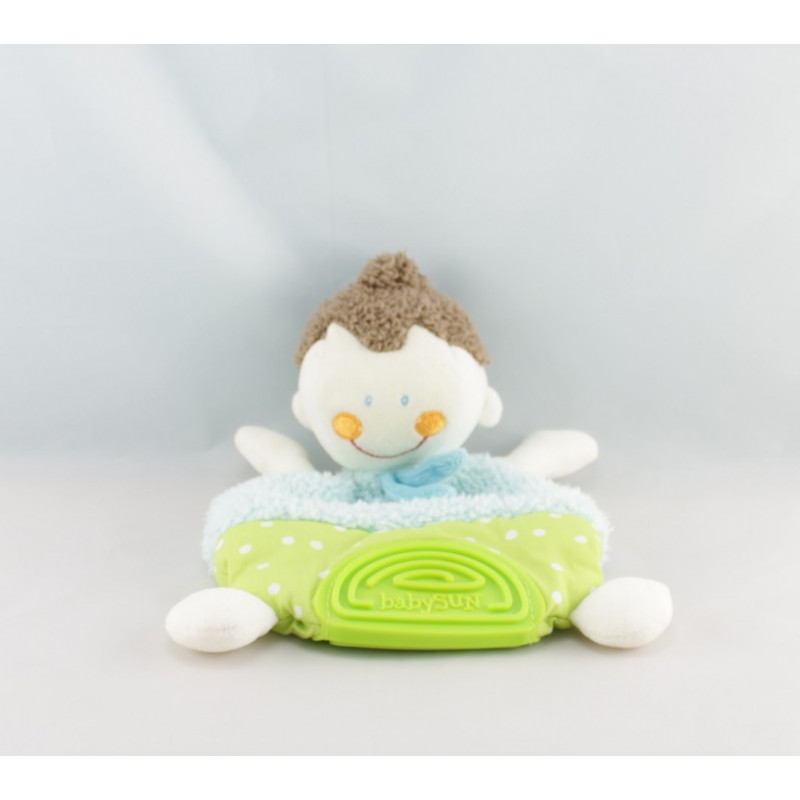 Doudou poupée fille nattes blondes robe orange BABYSUN