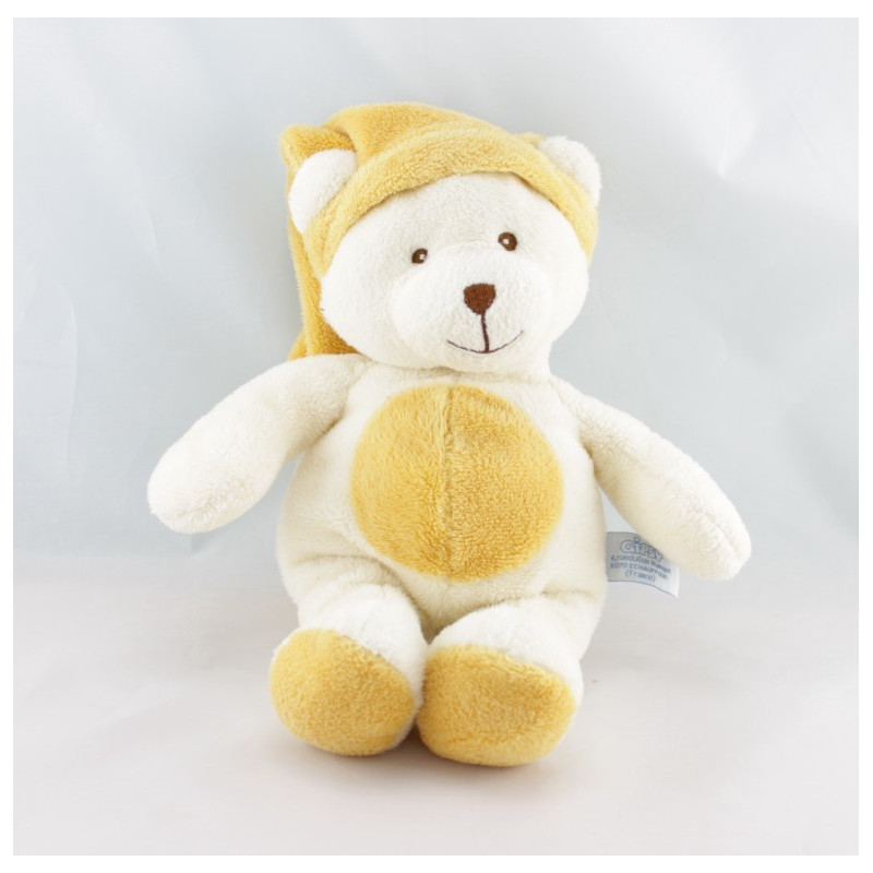 Doudou ours écru beige bonnet GIPSY