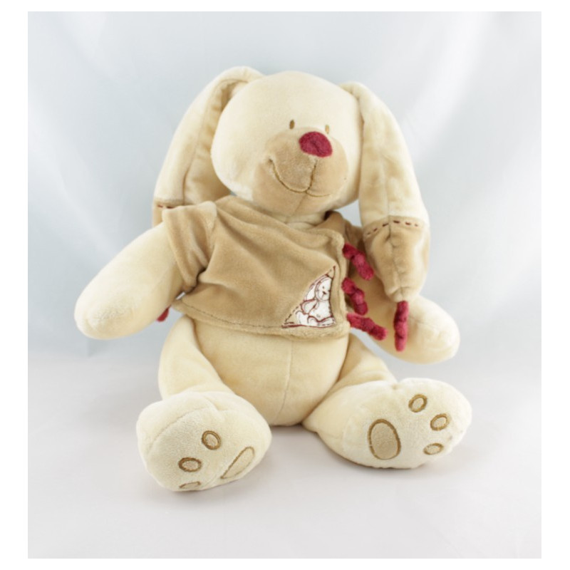 Doudou lapin beige bordeaux NICOTOY
