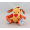 Doudou chien jaune tache rouge bleu NATTOU 18 cm