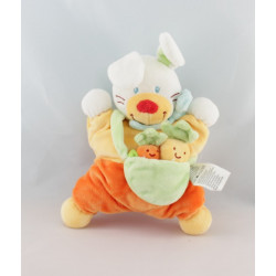 Doudou semi plat lapin bleu vert sac carottes NICOTOY