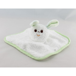 Doudou plat lapin blanc vert Doumou de bain SUCRE D'ORGE