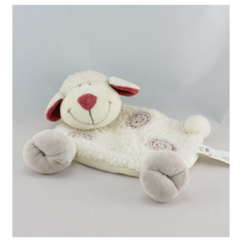 Doudou plat mouton blanc bordeaux spirale KIABI