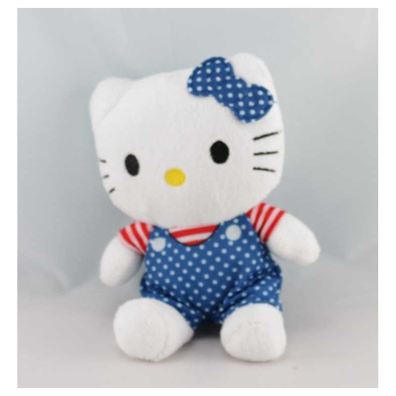 Doudou chat HELLO KITTY bleu noeud rose SANRIO LICENSE 
