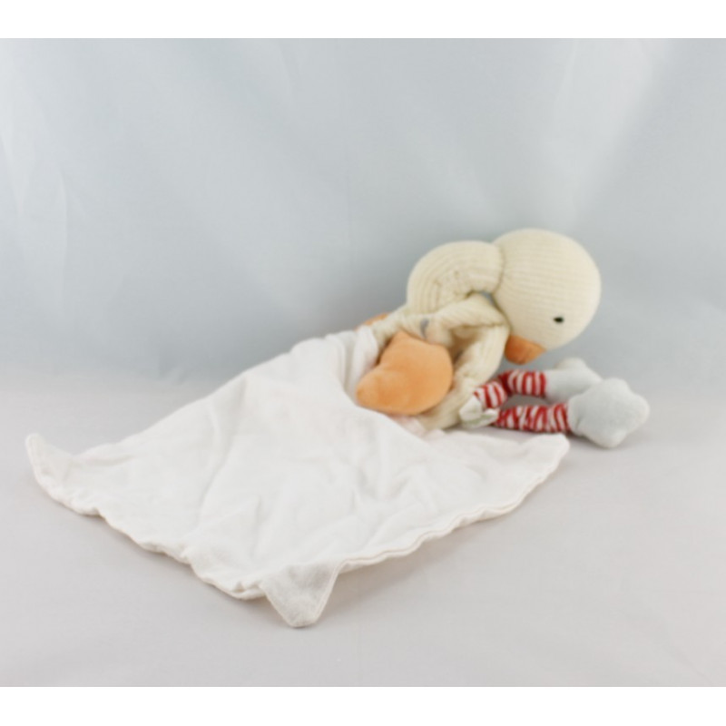 Doudou plat canard jaune mouchoir cajou SUCRE D'ORGE