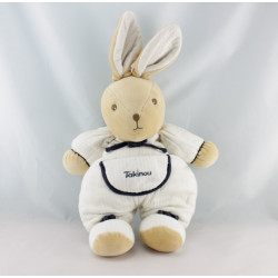 Doudou lapin blanc bleu marine TAKINOU NEUF