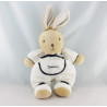 Doudou lapin blanc bleu marine TAKINOU NEUF