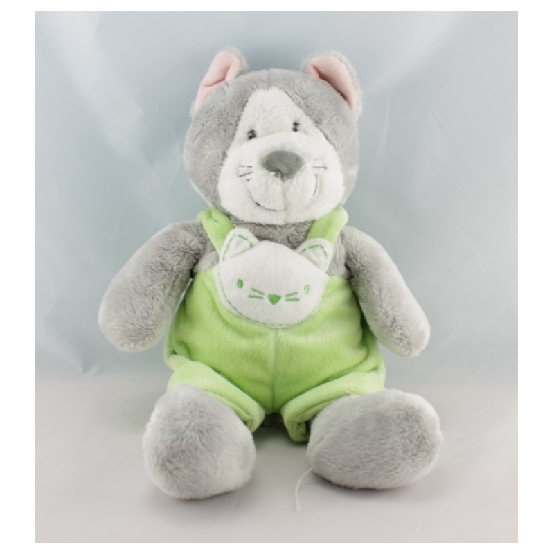 Doudou chat tigré gris qui miaule NICOTOY 