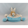 Doudou semi plat lapin beige bleu NOUNOURS