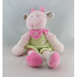 Doudou vache rose robe verte NICOTOY