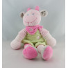 Doudou vache rose robe verte NICOTOY