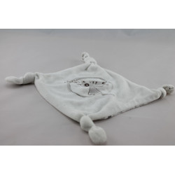 Doudou plat carré blanc écriture rose 