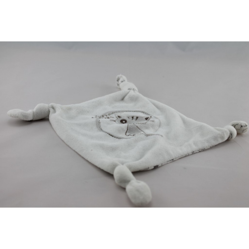 Doudou plat carré blanc écriture rose 