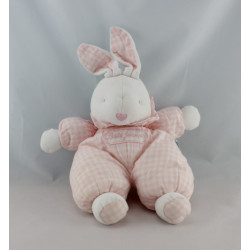 Doudou lapin rose  à carreaux BEBE JACADI 