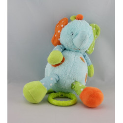 Doudou éléphant bleu orange vert BABYSUN ORCHESTRA