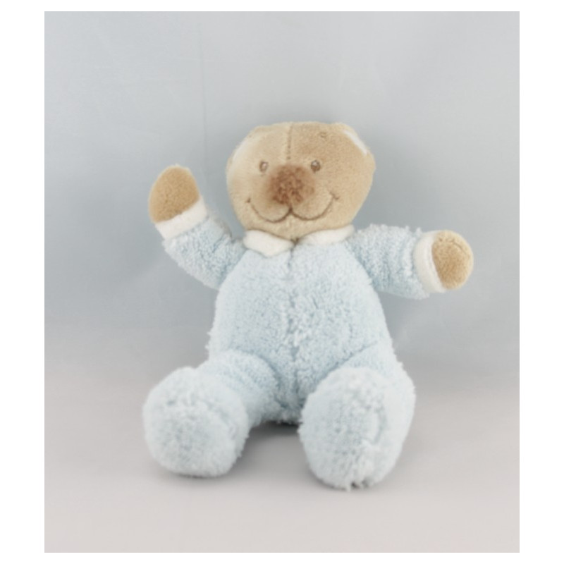 Mini Doudou ours brun pyjama bleu NATTOU