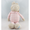 Doudou Lapin beige carreaux bleu KLORANE