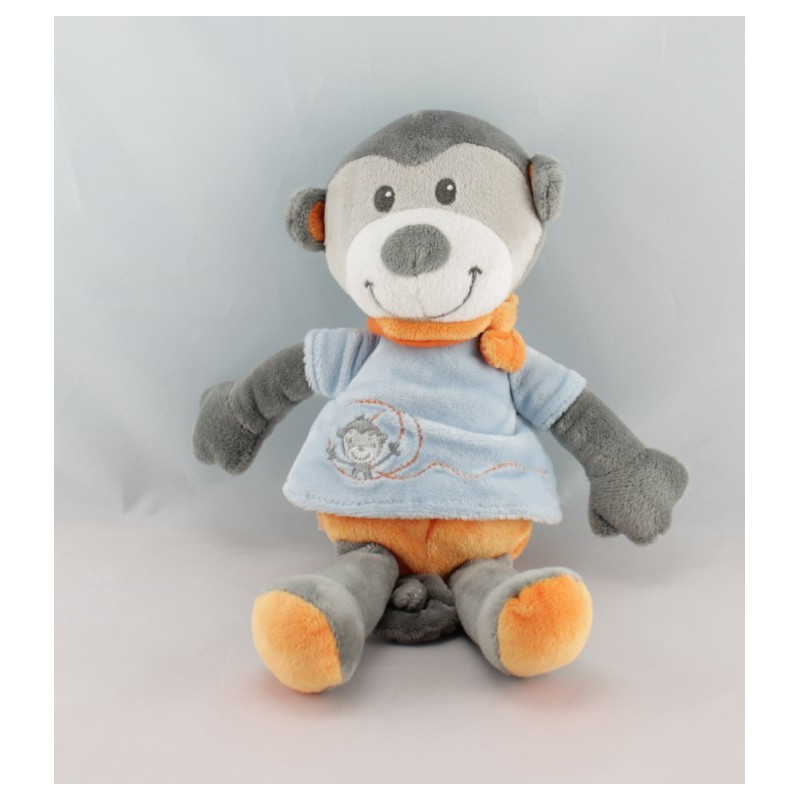 Doudou singe orange bleu KITCHOUN KIABI NICOTOY