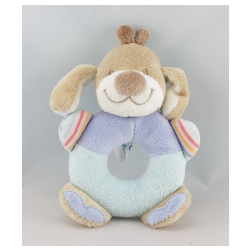 Doudou plat chien beige bleu NATTOU 
