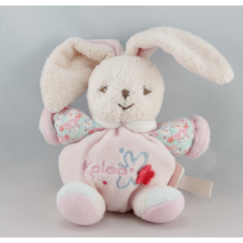 Doudou Lapin Boule rose bleu fleurs Liliblue KALOO