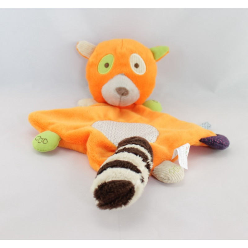 Doudou plat ours panda orange jaune TOODO