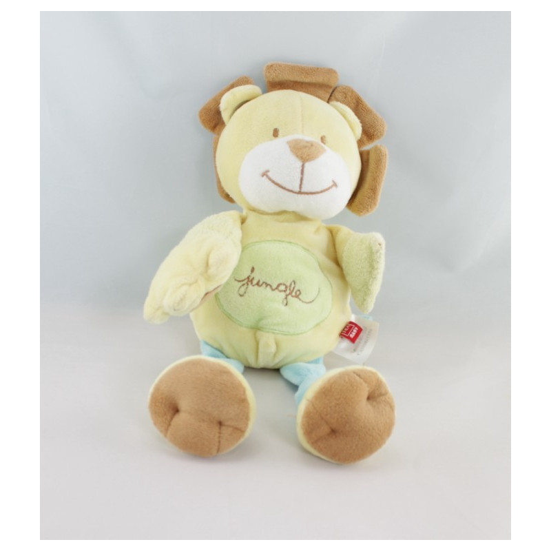 Doudou lion jaune bleu Jungle TEX