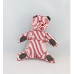 Doudou Ours boule vichy rouge pantoufles JACADI