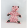 Doudou Ours boule vichy rouge pantoufles JACADI